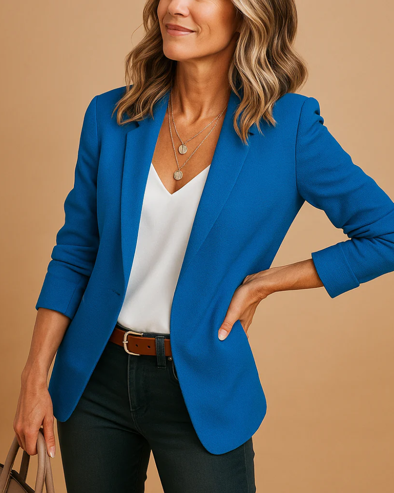 Vanessa Blazer Entallado Mujer – Solapas, Cierre de Botón y Bolsillos Laterales