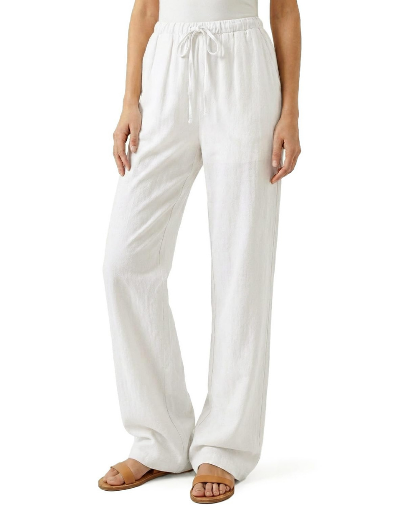 Brooke Pantalón Largo Mujer – Lino Ligero para Mujeres Altas con Cordón y Bolsillos