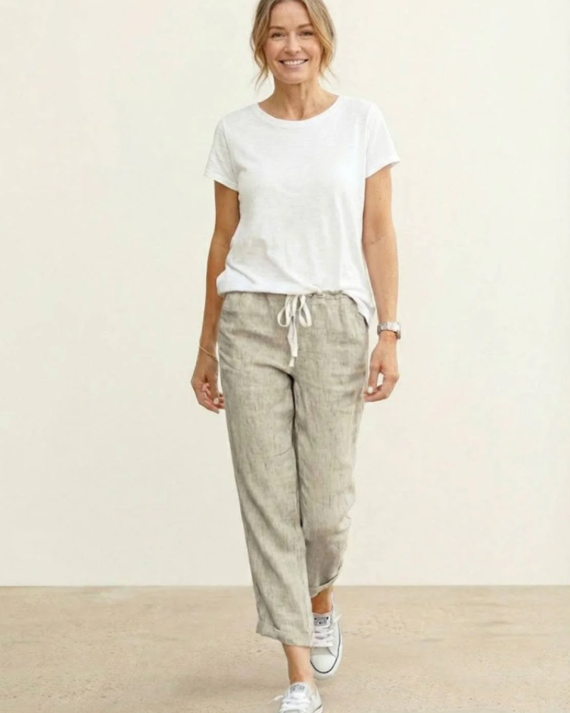 Quinn Pantalón Slim Mujer – Cintura Ajustable, Tejido Ligero y Estilo Casual