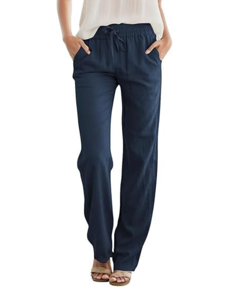 Autumn Pantalón Mujer – Pierna Ancha con Cintura Elástica y Bolsillos
