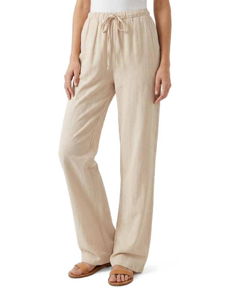 Brooke Pantalón Largo Mujer – Lino Ligero para Mujeres Altas con Cordón y Bolsillos