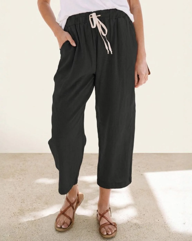 Quinn Pantalón Slim Mujer – Cintura Ajustable, Tejido Ligero y Estilo Casual