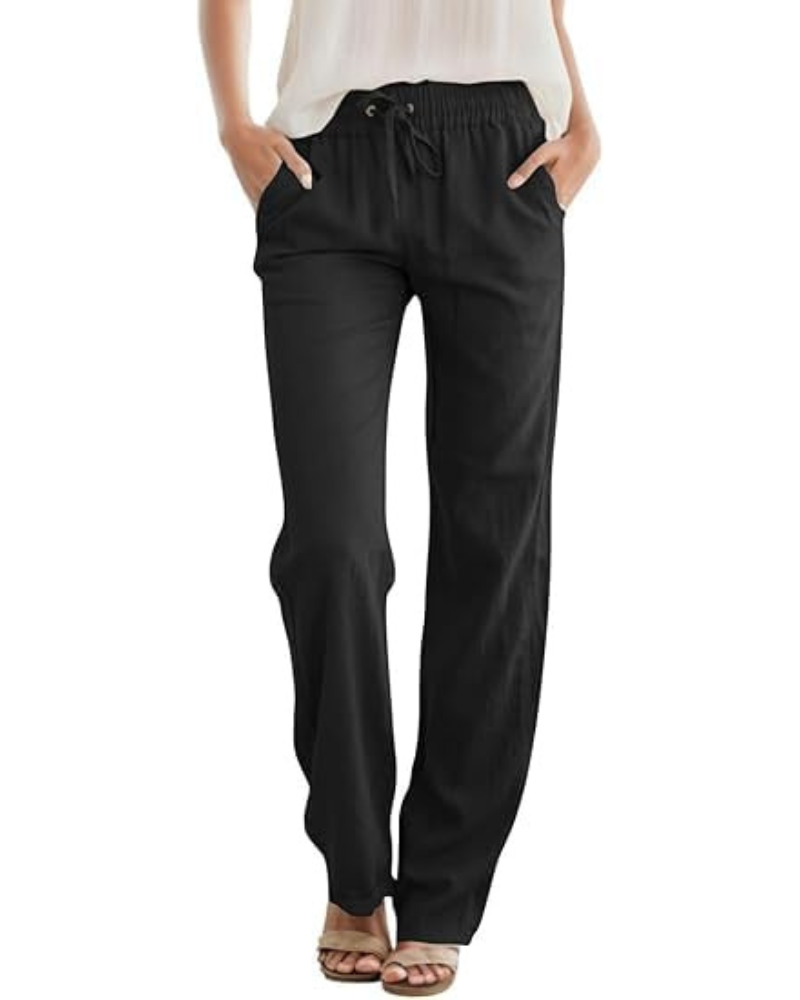 Autumn Pantalón Mujer – Pierna Ancha con Cintura Elástica y Bolsillos