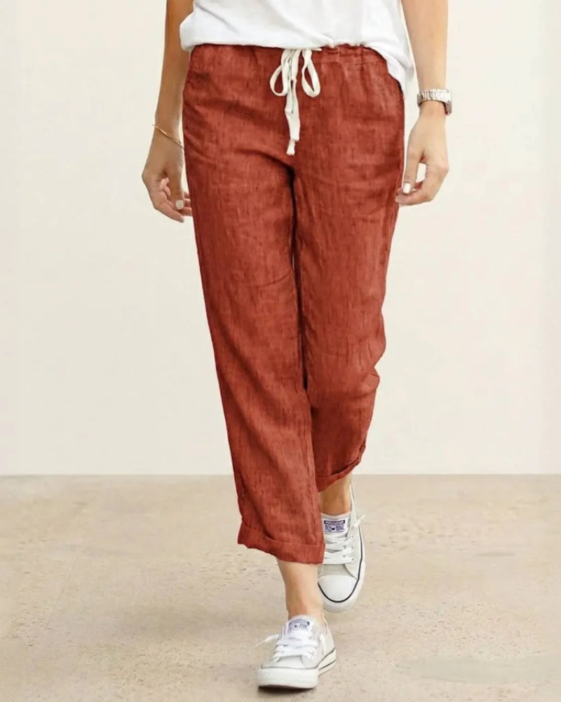 Quinn Pantalón Slim Mujer – Cintura Ajustable, Tejido Ligero y Estilo Casual