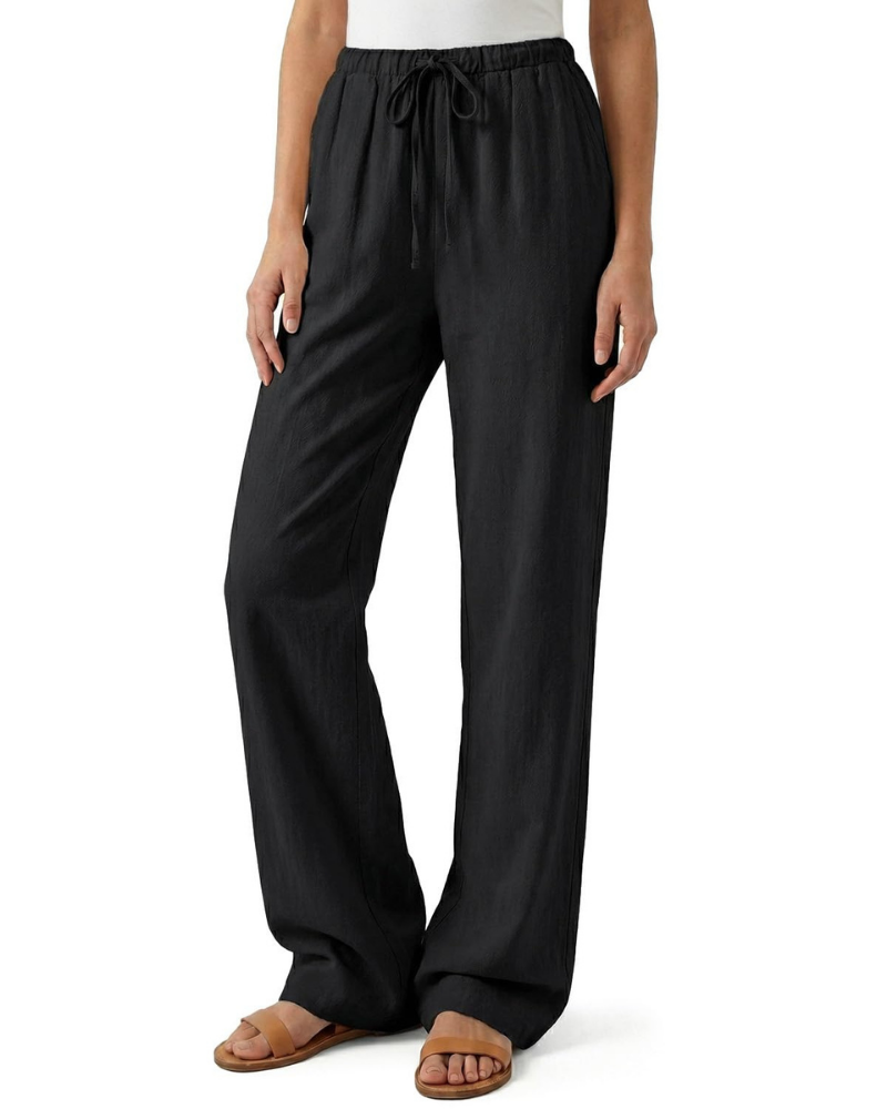 Brooke Pantalón Largo Mujer – Lino Ligero para Mujeres Altas con Cordón y Bolsillos