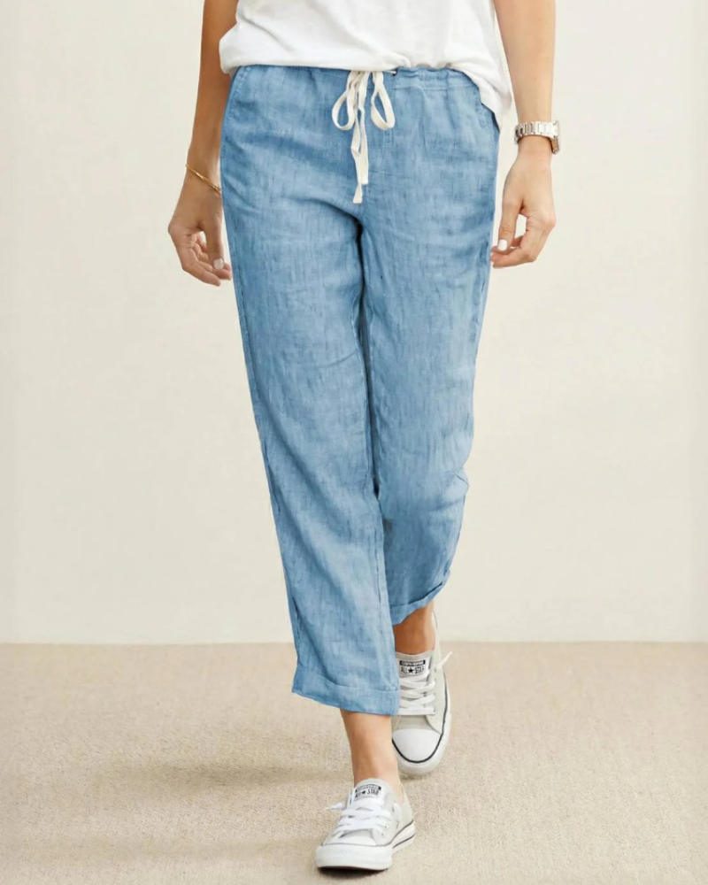 Quinn Pantalón Slim Mujer – Cintura Ajustable, Tejido Ligero y Estilo Casual
