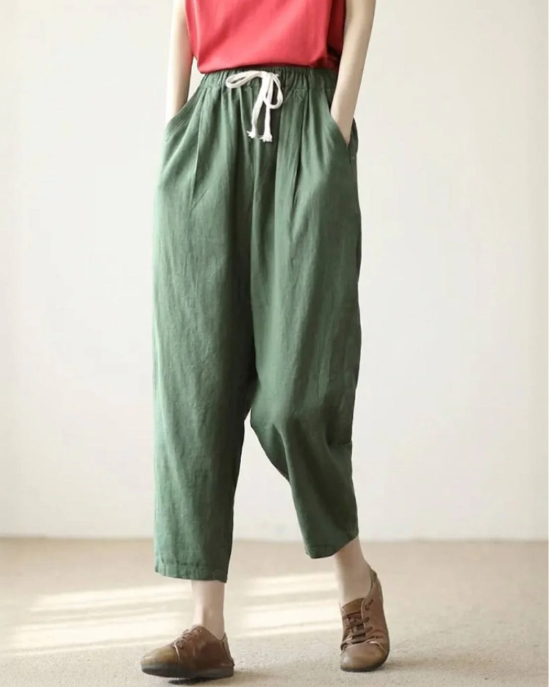 Quinn Pantalón Slim Mujer – Cintura Ajustable, Tejido Ligero y Estilo Casual