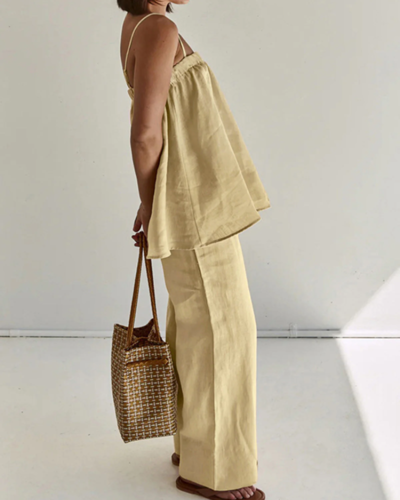 Savannah Conjunto Dos Piezas Mujer – Corte Relajado, Ligero y Color Liso