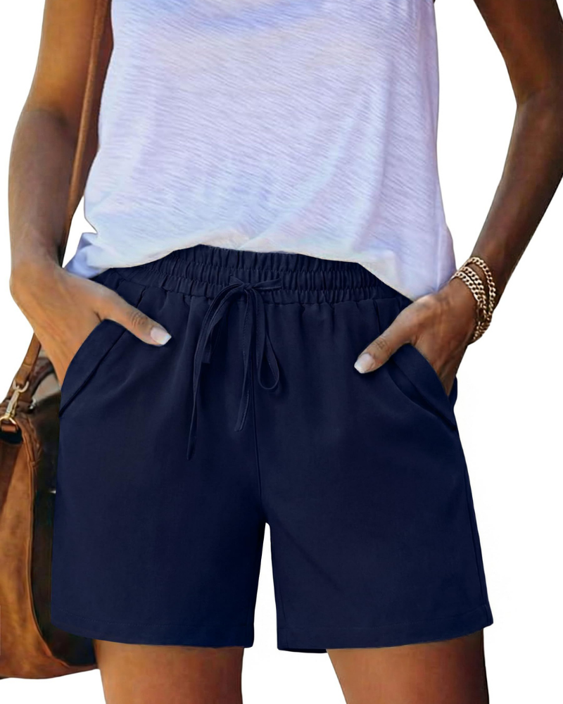 Aria Shorts Mujer – Cintura Elástica con Cordón, Bolsillos y Corte Recto