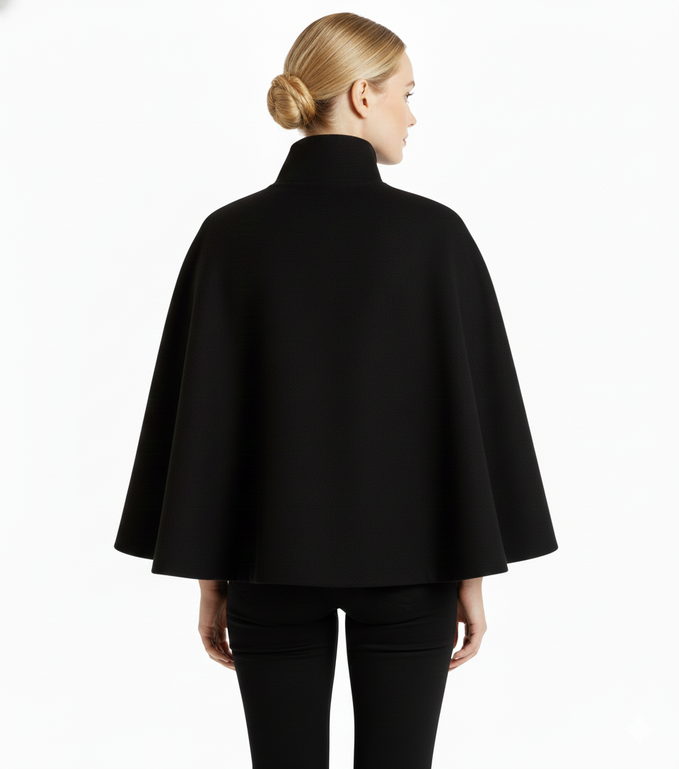 Ivanna Manteau en laine pour femme – Manteau long élégant avec ceinture et col montant