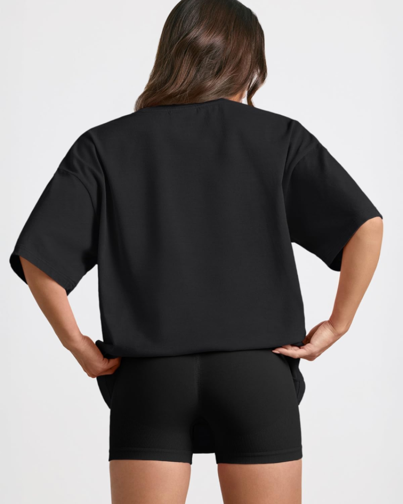 Claire Camiseta Mujer – Oversized, Tejido Elástico, Largo Regular y Estilo Casual