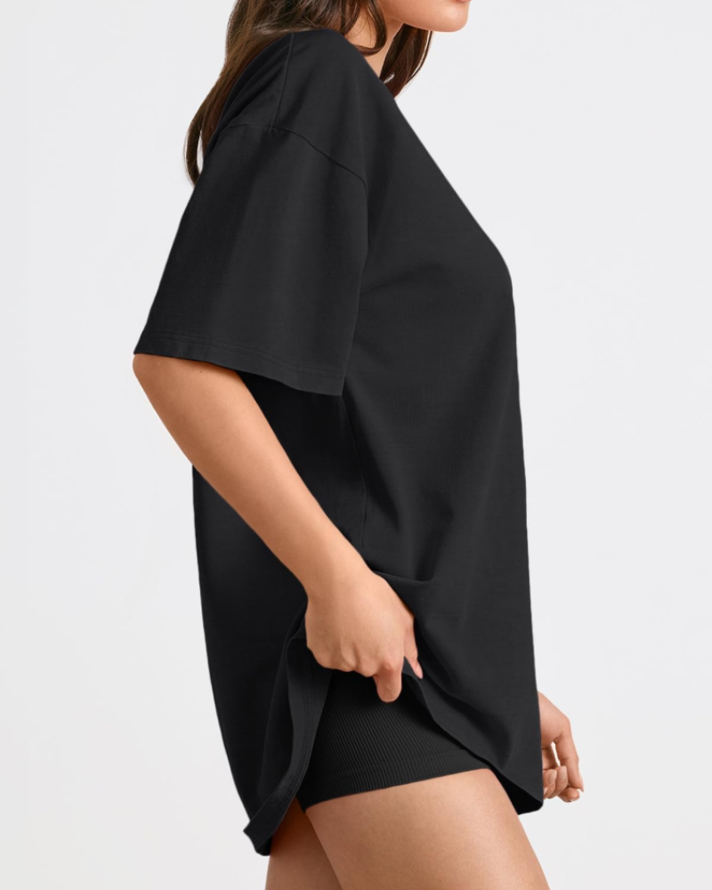 Claire Camiseta Mujer – Oversized, Tejido Elástico, Largo Regular y Estilo Casual