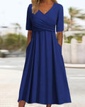 Marley Robe midi pour femme – Robe croisée élégante casual chic