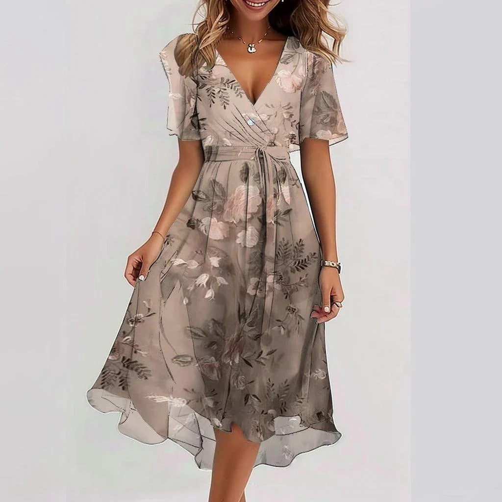 Aimee Vestido Midi Floral para Mujer – Vestido Elegante Verano Chic Moderno