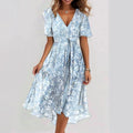 Eméline Vestito Midi Floreale da Donna – Vestito Elegante in Chiffon Estivo Chic