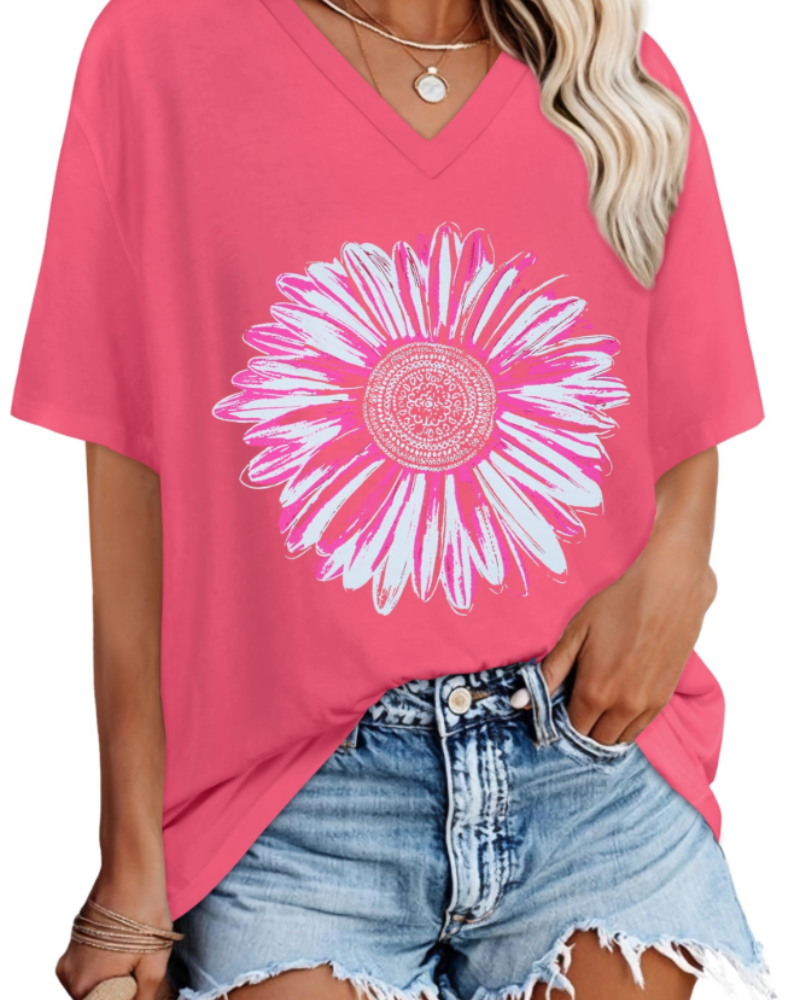 Maya Camiseta Mujer – Escote en V, Manga Corta y Tejido Elástico Ligero