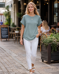 Avery Camiseta Mujer – Tejido Waffle con Manga Corta y Diseño Color Block