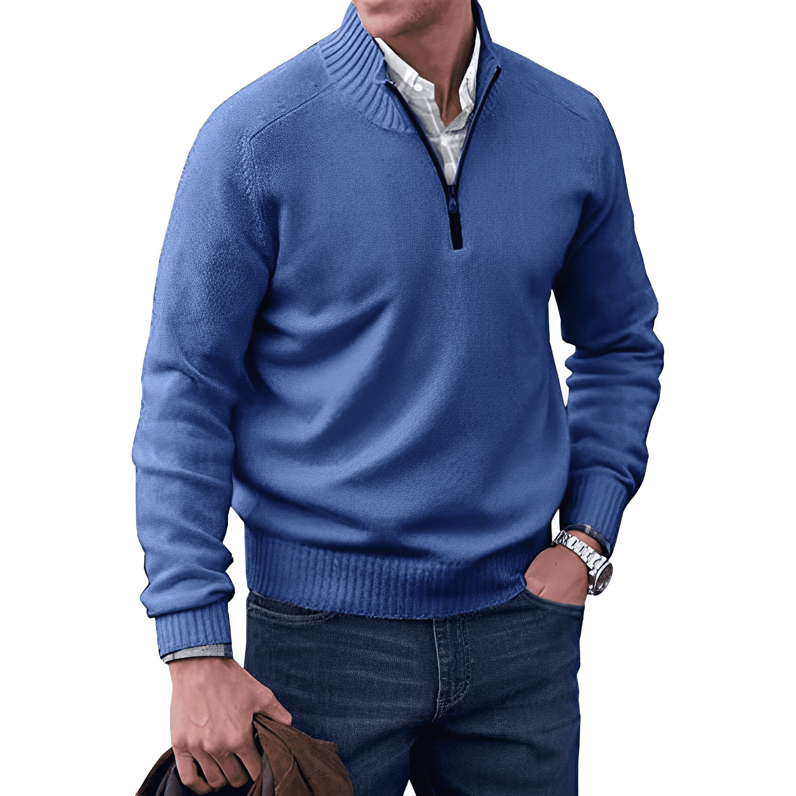 Adrian Jersey con Cremallera para Hombre – Suéter Elegante Cachemira Chic
