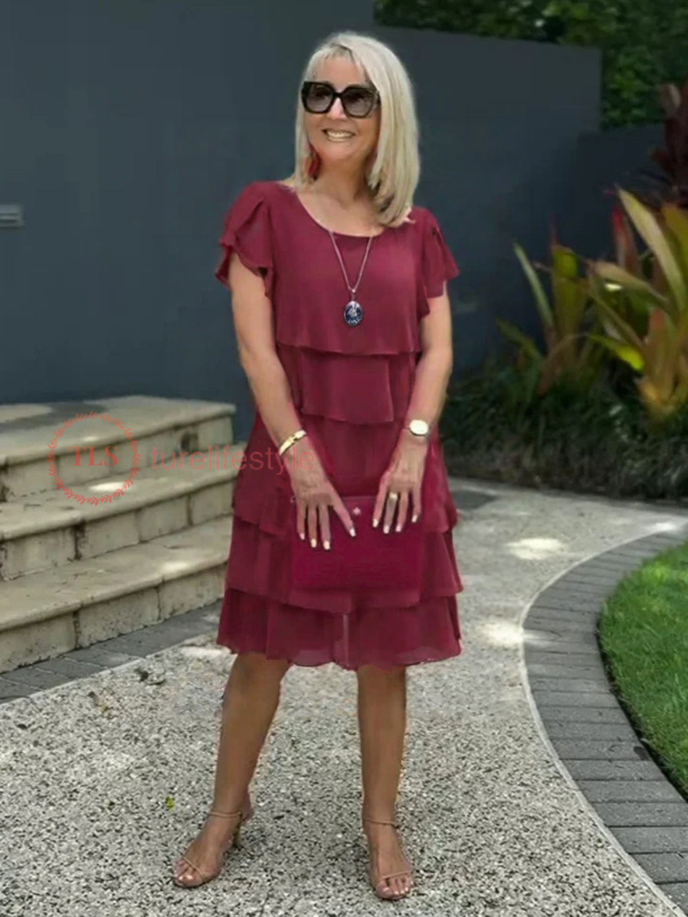 Giselle Robe Midi en Chiffon pour Femme – Robe Élégante Asymétrique Chic