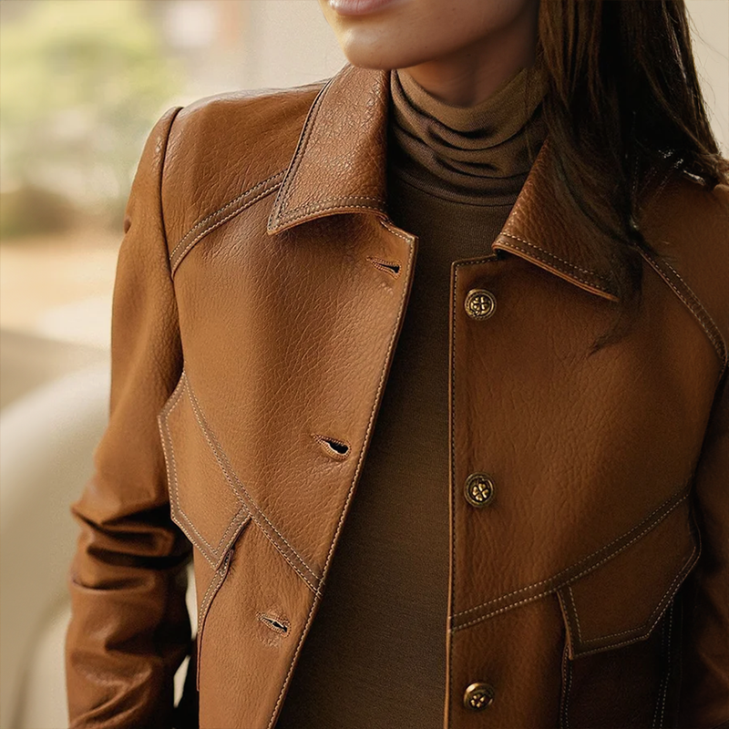 Anita Veste en Cuir pour Femme – Blazer Élégant en Cuir Premium Chic