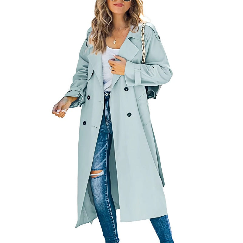 Brielle Trench Largo para Mujer – Abrigo Elegante Entretiempo Chic