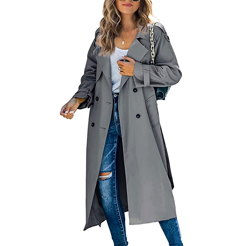 Brielle Trench Largo para Mujer – Abrigo Elegante Entretiempo Chic