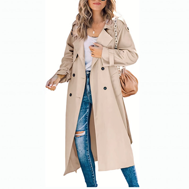 Brielle Trench Largo para Mujer – Abrigo Elegante Entretiempo Chic