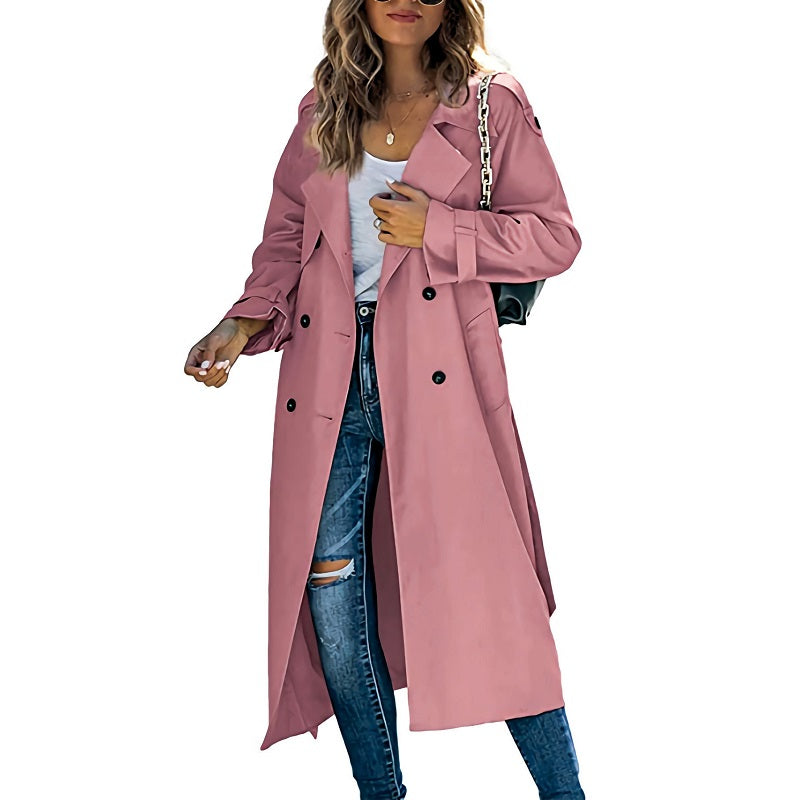 Brielle Trench Largo para Mujer – Abrigo Elegante Entretiempo Chic