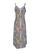 Selena Vestido Maxi Mujer – Boho Vintage, Escote en V, Sin Mangas y Estampado Étnico