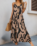 Valerie Vestido Maxi Mujer – Escote en V, Tirantes Finos y Tejido Elástico Ligero