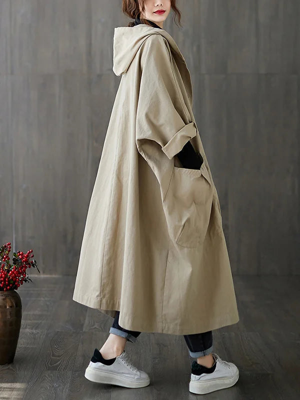 Camila Trench pour femme – Manteau long élégant avec capuche pour les jours de pluie