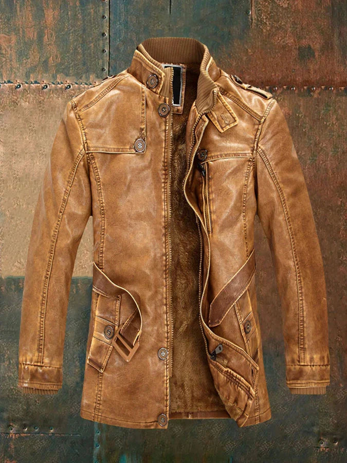 Shon Chaqueta de Cuero Vintage para Hombre – Cazadora Retro Elegante