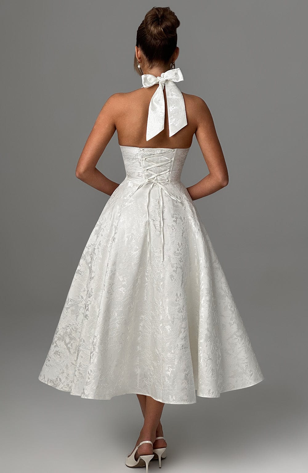 Iris Vestito Midi Elegante da Donna – Vestito Corsetto Floreale Ospite Matrimonio