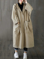 Camila Trench pour femme – Manteau long élégant avec capuche pour les jours de pluie