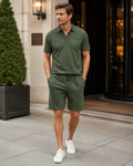 Nathan Conjunto Polo Hombre – Camisa Slim Fit, Shorts con Cordón y Bolsillos