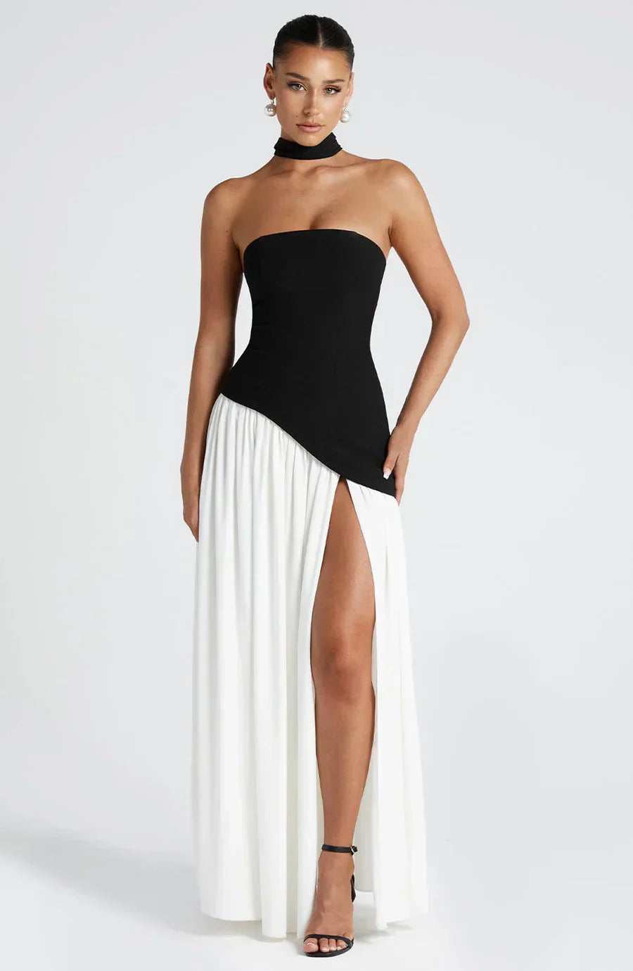 Victoria Vestido de Fiesta para Mujer – Vestido Bustier Elegante con Abertura