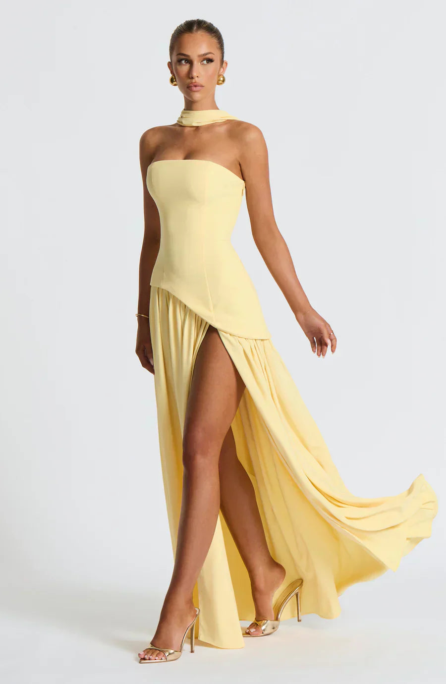Victoria Vestido de Fiesta para Mujer – Vestido Bustier Elegante con Abertura
