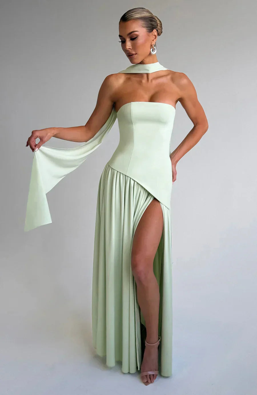 Victoria Vestido de Fiesta para Mujer – Vestido Bustier Elegante con Abertura
