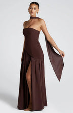 Victoria Vestido de Fiesta para Mujer – Vestido Bustier Elegante con Abertura