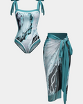 Lorelei Set de Bañador Mujer – Traje Moldeador con Pareo y Tiras Ajustables