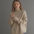 Sydney Jersey Oversize de Cachemir para Mujer – Suéter Cuello Alto Elegante Premium