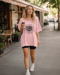 Riley Camiseta Mujer – Oversized con V-Cuello, Estampado Gráfico y Corte Suelto