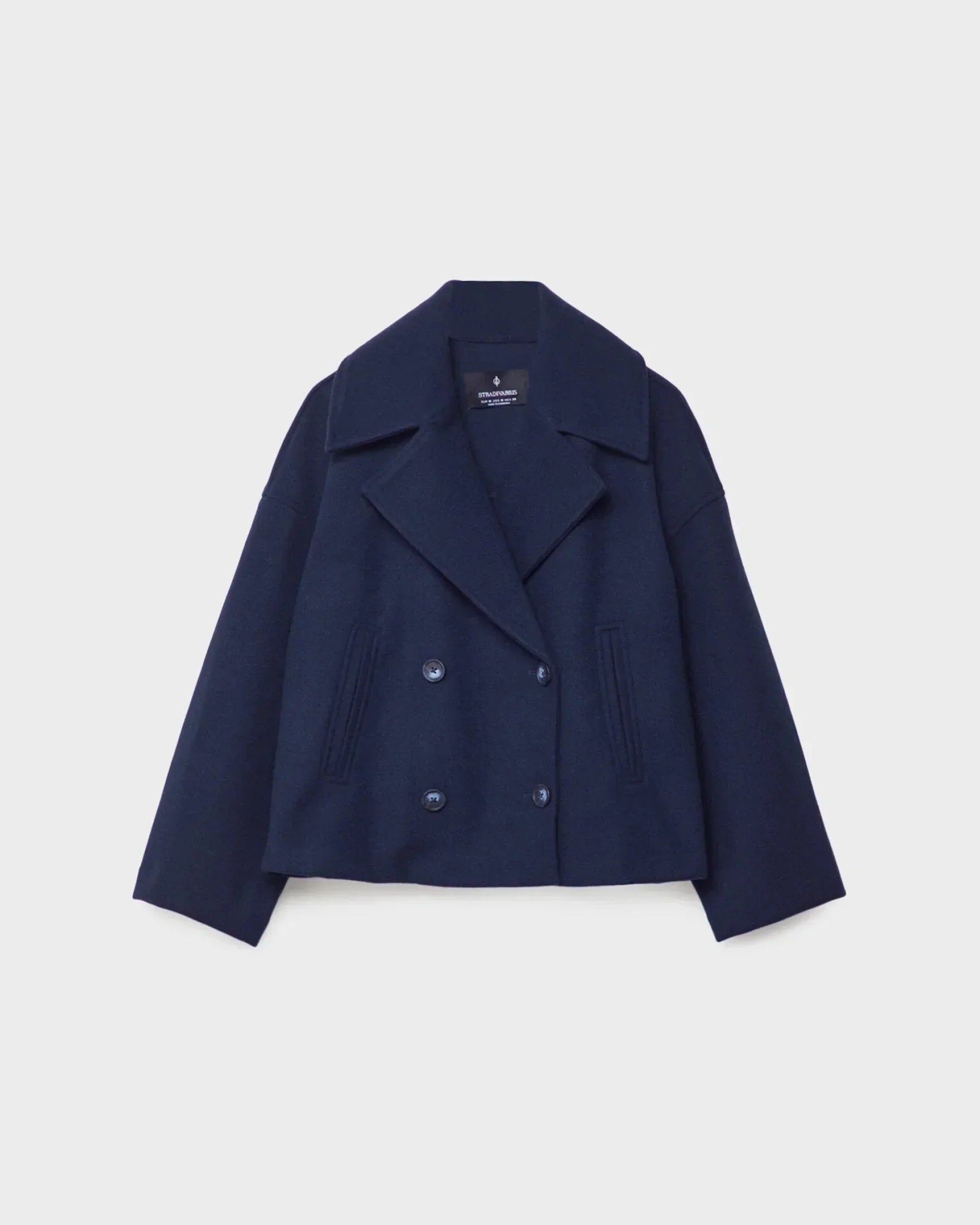 Aurélie Chaqueta de Lana para Mujer – Abrigo Corto Cruzado Elegante para Invierno