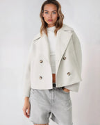 Aurélie Veste en Laine pour Femme – Manteau Court Croisé Élégant pour l’Hiver
