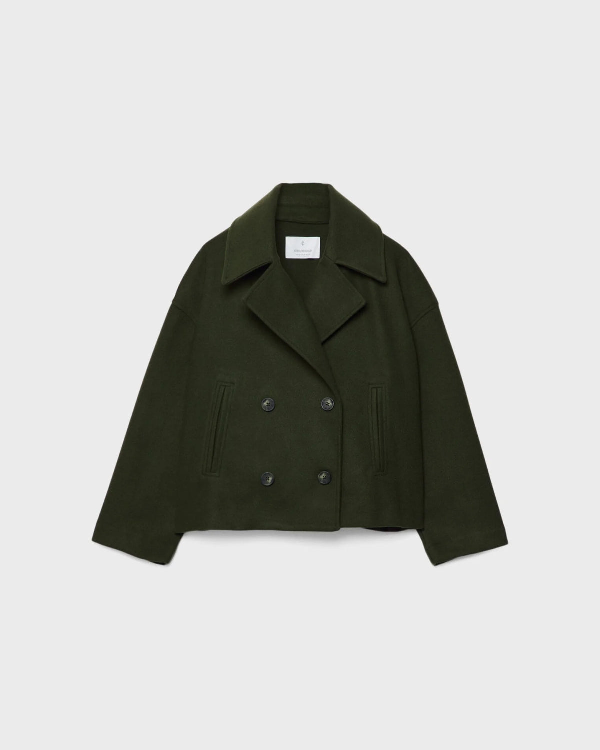 Vanessa Chaqueta Corta Mujer – Mezcla de Lana, Doble Botonadura y Solapas