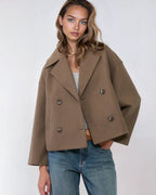 Aurélie Veste en Laine pour Femme – Manteau Court Croisé Élégant pour l’Hiver