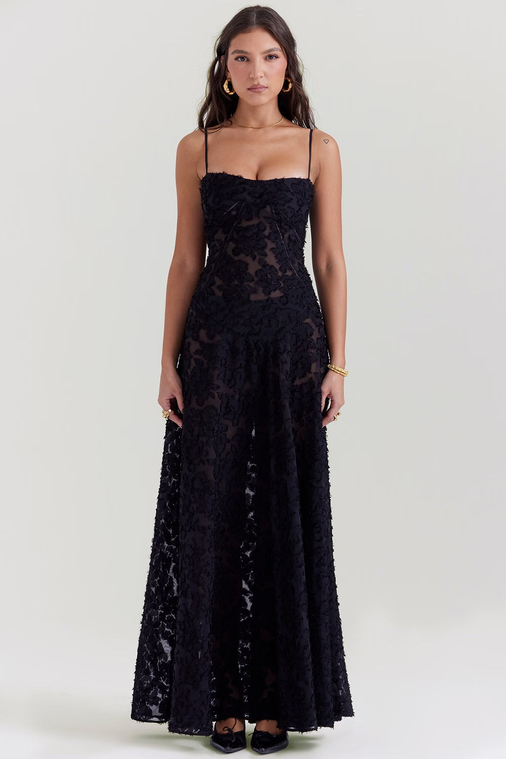 Kandace Vestido Largo Elegante para Mujer – Vestido Encaje Brillante Gala