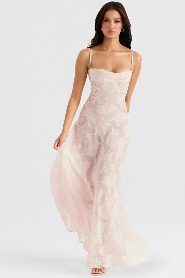 Kandace Robe longue élégante pour femme – Robe en dentelle brillante de gala