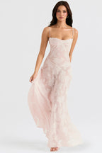 Kandace Robe longue élégante pour femme – Robe en dentelle brillante de gala
