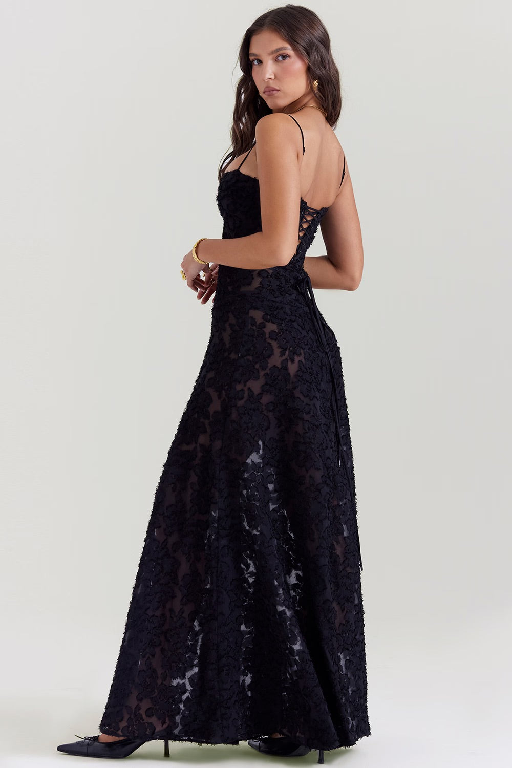 Kandace Vestido Largo Elegante para Mujer – Vestido Encaje Brillante Gala